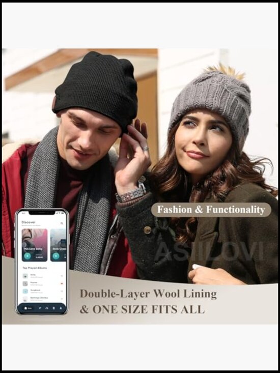 Bluetooth Beanie with Wool Lining, 20hr Playtime, Hands-Free Calling, Gift Ready main image 5